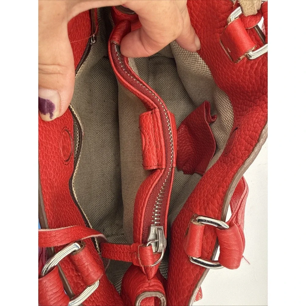 Dooney & Bourke Red Pebbled Leather Purse Satchel Bag